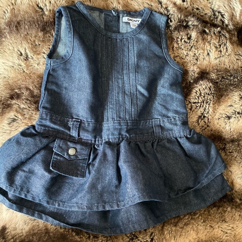 𝅺DKNY baby girl denim dress 12M